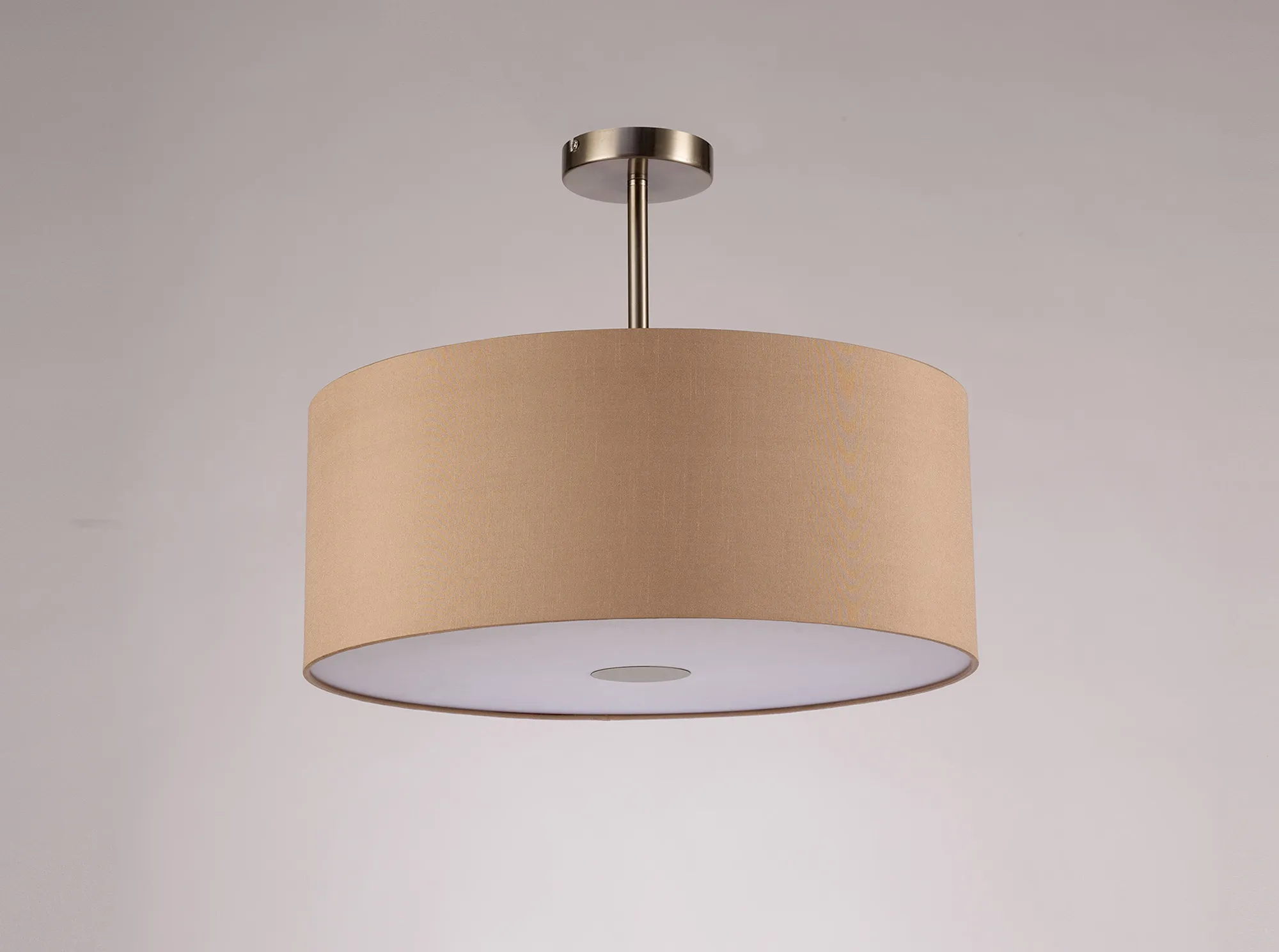 Baymont 50cm Semi Flush 1 Light Satin Nickel, Antique Gold/Ruby, Frosted Diffuser DK0268  Deco Baymont SN AG